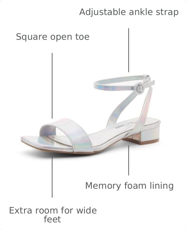 Image of Shoe Land Low Heels for Women 1 Inch Chunky Block Heeled Sandals Square Open Toe Strappy Ankle Strap Dressy Sandals for Wedding Prom Party Office