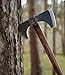 WICING Splitting Axe, 23.6 Inch Double Bit Axe, Beech Handle with Leather Sheath, for Chopping, Splitting Wood or Axe Throwing