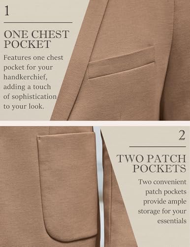 COOFANDY Suit Jackets for Men Slim Fit Casual Blazer Suit Jacket Two Button Lightweight Knit Blazers, Light Brown, XXL4