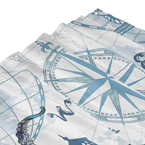 Yudchen Octopus Shower Curtain Nautical Anchor Shower Curtain Waterproof Washable Ocean Lighthouse Shower Curtains Bath Curtain For Bathroom Decor With 12 Plastic Hooks 60"X72" #TOP2