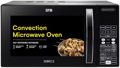 IFB 30L Convection Microwave Oven with 101 Standard Cook Menus (30BRC2, Black, 360 Degree Motorized Rotisserie, Weight Defrost, Steam Clean, Grill & 4 combi cook modes, 10 Power Levels)