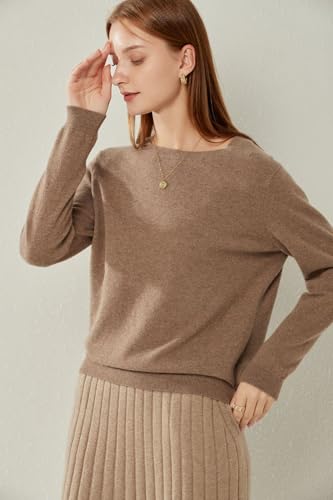 Image of 100% Pure Cashmere Crewneck Sweater for Women Long Sleeve Warm Soft Lightweight Knit Pullover