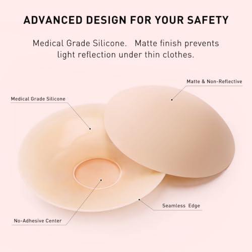 Image of Nipple Covers for Women 4 Pairs Sticky Silicone Reusable Pasties No Show