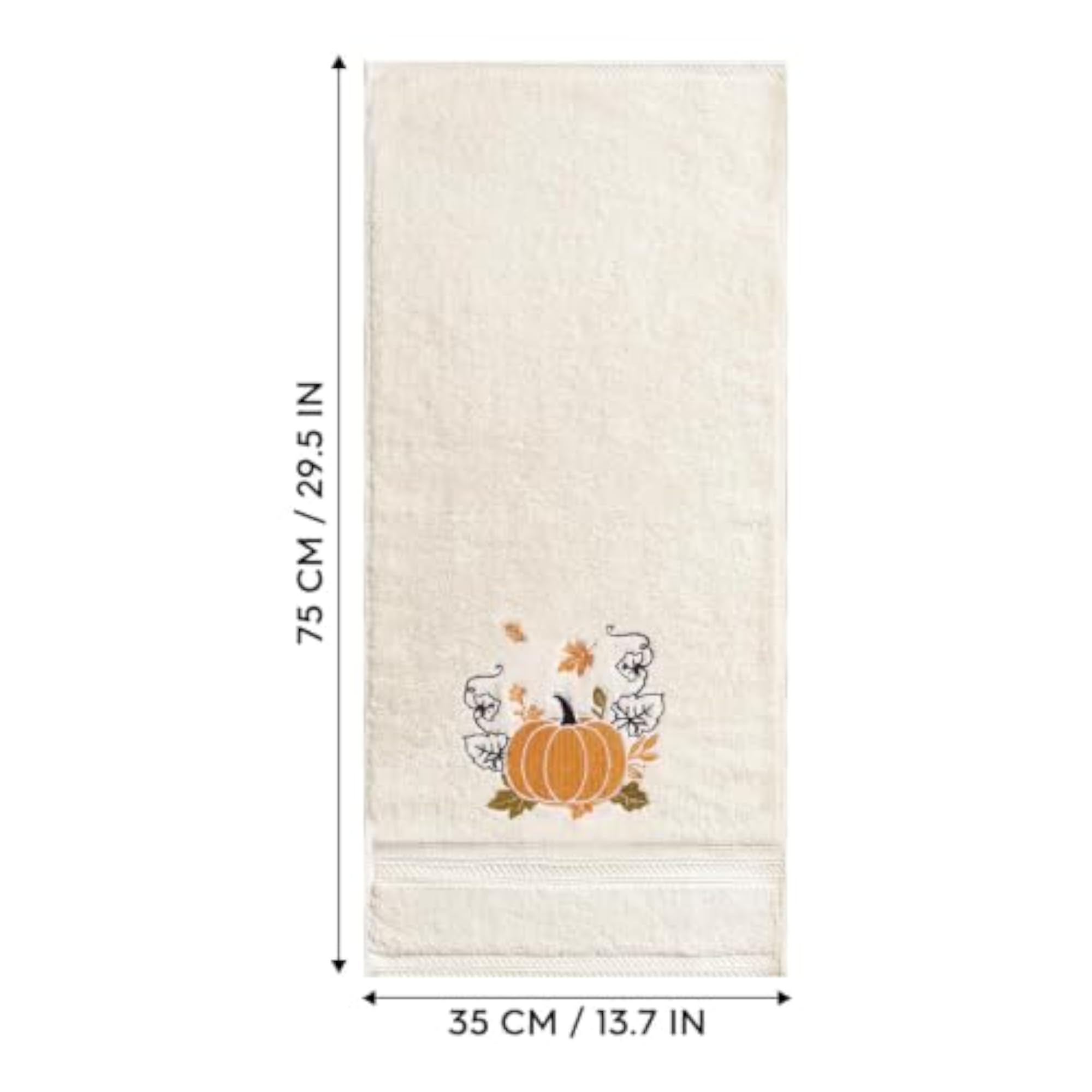 2 Pcs Orange Maple Leaves Pumpkin Fall Hand Towels