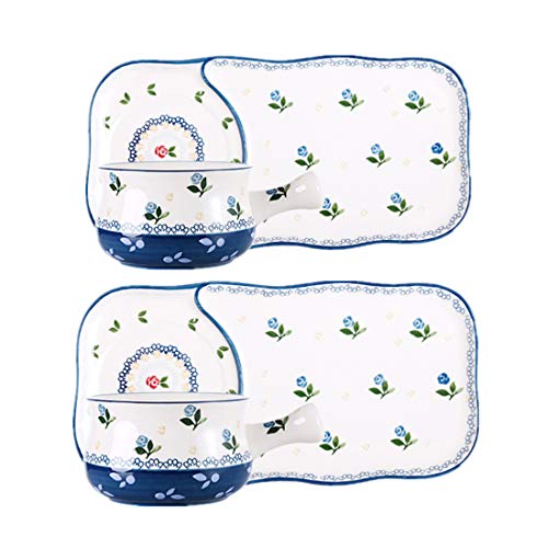 OISIIKITS Porzellan-Zwiebelsuppenschalen mit Griffen - 600 ml Frühstücksschalen-Set mit Griff, Geschirr-Set, Frühstücksteller, Haferflocken-Schüssel für Suppe, Müsli, Eintopf, Chill, 2er-Set Cover