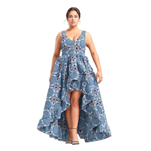 Image of iooiooi African Dresses for Women Party Robe Plus Size Print Dashiki Dinner Dress