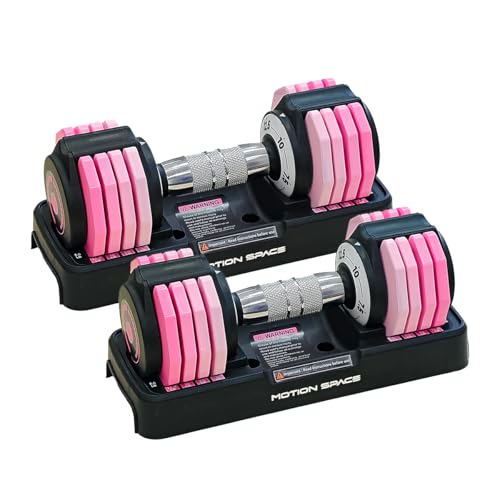 Adjustable Dumbbells Set 12.5LB/22.5LB Pair, 1-Sec Fast Adjustable 5 Weights by Turning Handle, Premium Comfort Non-slip Metal Dumbbells with Tray, Compact Size for Full Body Home Workout