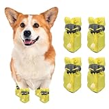 PETAXCELL Dog Shoes Dog Boots, Paw Protector Anti-Slip Sole Winter with Reflective Strap Waterproof Soft, (4Pcs, Oxford, 2.4x2, Yellow), for Small Medium Puppies/Walking/Outdoor/Hardfloor