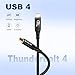 ZIKNYDO 40Gbps for Thunderbolt 4 Cable 6.6FT/2m, USB 4 Data Cable, 8K/4K USB C Display, 240W Charging Thunderbolt Cable, for Thunderbolt 3, iPhone 16 Series, SSD, MacBook, eGPU, Monitors, Laptops