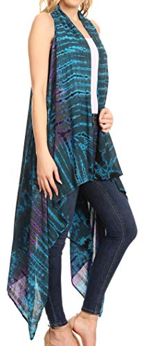 Sakkas Ivana Women's Oversized Draped Open Front Sleeveless Cardigan in Tie Dye3