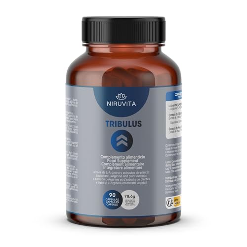 NIRUVITA | TRIBULUS Terrestris | 40% Saponines | L-Arginine, Maca, Stearate de Magnésium | Plus Force + Endurance + Performance | Stimulant Énergétique | Sans Additifs | 100% Végétalien | 90 Capsules