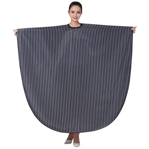 KJUUQBZL Capa de peluquería Profesional for salón, Vestido de Peluquero de Tela Wai de Peluquero Impermeable a Rayas de Moda Retro de Lujo for Adultos 88(Black)
