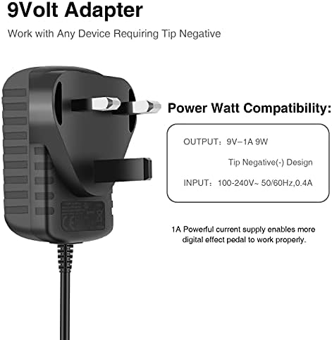 LEKATO Pedal Power Supply Adapter Power Adapter 9V 1A Center Tip Negative Power Source Charging Adapter Wall Charger Plug for Electric Guitar BassEffects Pedal and Keyboard Noise Reduction