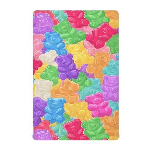 Image of Baby Crib Sheet Colorful Sweet Jelly Bears Crib Mattress for Boys and Girls Gummy Candies Playard Sheet Soft Breathable Fitted Baby Mattress Cover 52x28in