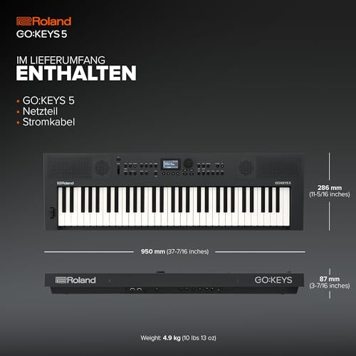 Roland GO:KEYS 5 Music Creation Keyboard | 61 Tasten | ZEN-Core Engine mit über 1000 internen Sounds | Integrierte Stereolautsprecher | Mikrofoneingang | Bluetooth Audio/MIDI – Graphit