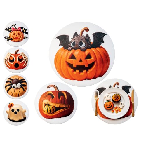 Halloween Placemats Set of 6,Silicone-Like Feel with Leather Texture - image 1