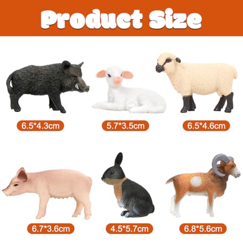 Meleager Tiere Figuren Set, 6 Stück Tierfiguren, Kleine Tiere Spielzeug für Kinder, Realistisch Bauernhoftiere Figuren als Kuchendeko, Lernspielzeug, Geburtstagsgeschenke