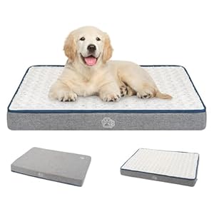 EMPSIGN Reversible Cool and Warm Dog Bed for Crate Pad, Pet Beds with Washable and Removable Cover, Dog Crate Bed Sleeping Mats, Bed for Dog Crate for Large Medium Small Dogs, Grey
