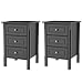 Yaheetech 2er Set Nachtschrank Kommode Boxspringbett Nachttisch Nachtkommode Schrank, 3 Schublade, 60cm hoch, Schwarz