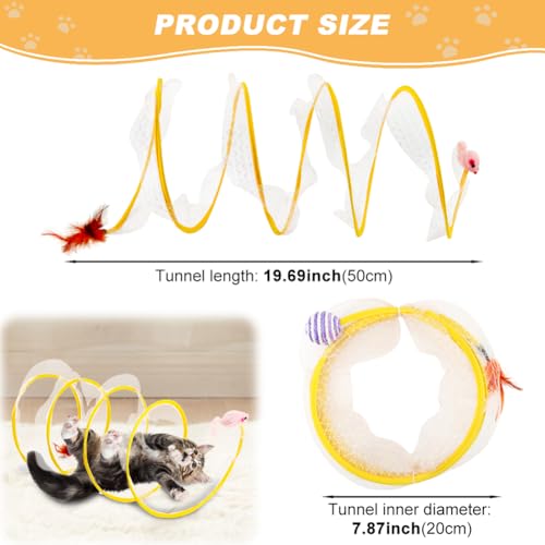 2pcs Cat Tunnel Spring Toy Folded Cat Tunnel Toy Indoor Cat Activity Structure Cat Tunnels for Indoor Cats Cat Tubes Played Tunnel Spring Cat Spiral Tunnel Toy(Color:As Shown) - Thumbnail 2