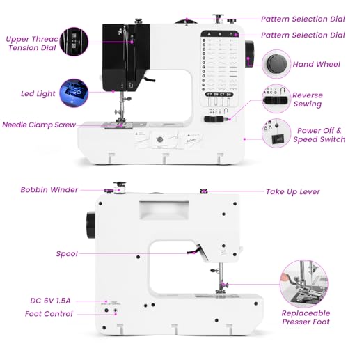 BUXFMHT Mini Sewing Machine for Beginners and Kids, Portable Electric Sewing Machine, 38 Stitches, Adjustable Speed with Foot Pedal & Sewing Kit (Upgrade Version)