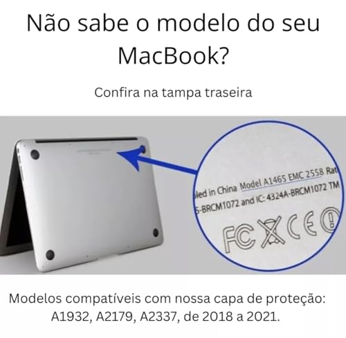 Capa para MacBook Air de 13 polegadas, Modelos A2337, A2179, A1932, Cor Preta (Preto fosco)