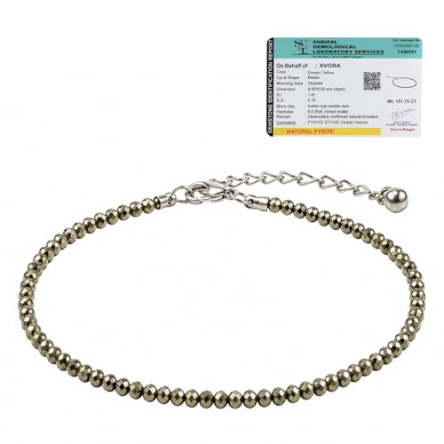 Image of AVORA Raw Pyrite Anklet for Women | Natural Stone Jewellery for Wealth, Luck & Protection | Certified Crystal | Spiritual Healing Jewellery Gift for Girls & Women | Adjustable Payal Bracelet