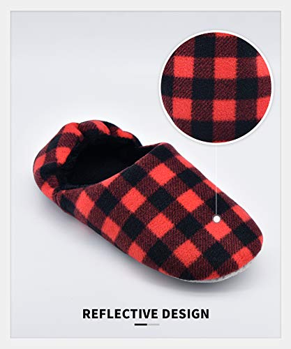 Panda Bros Slipper Socks For Women Grippers, Fuzzy Womens Slipper Socks, Soft, Warm House Slippers(Red Lattice, 8-10) #TOP2