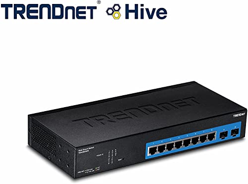 Image of TRENDnet 10-Port Gigabit Web Smart Switch, 20 Gbps Switching Capacity, 8 x RJ-45 Ports, 2 x SFP, Slots, VLAN, QoS, LACP, IPv6 Support, Fanless, Rack Mountable, Lifetime Protection, TEG-082WS Black