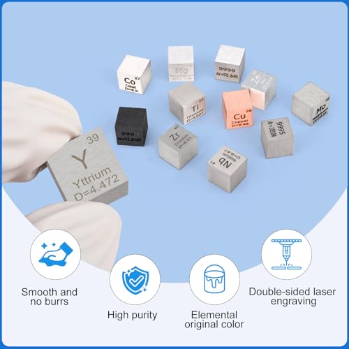 Image of 0.39 inch Yttrium Metal Element Cube 10MM Density Cubes 99.95% High Purity, Periodic Table of Elements Collection for Element Collections Hobbies, Pure Yttrium Cube(Y 0.39 Inch)