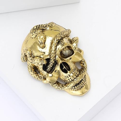 Image of Punk Skull Head Cross Sword Brooch Pin Cool Skeleton Lapel Pin for Dress Suit Decor Halloween Party Clothing Accessories for Women Men