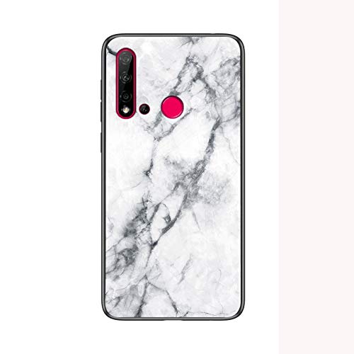 Jiajihua Cover Compatible with Huawei P20 lite LX1 / Nova 3e LX1 【PC Panel+Tempering Glass+TPU Silicone】 3 in 1 Shockproof Phone Case White