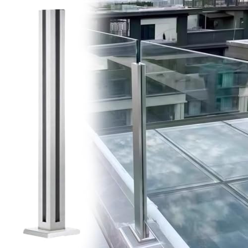 postes para barandillas de vidrio Barandilla De Acero Inoxidable Y Vidrio, Disponible En Alturas De 60, 85, 95, 105, 115 Y 120 Cm. Poste De Barandilla De Vidrio Para(C - CORNER,Height 100cm)