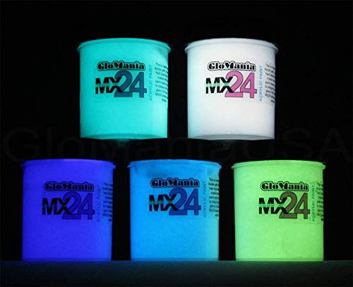 Mx24 Glow In The Dark Paint 5 Colors 1/2Oz Set (2.5Oz Total) #TOP1