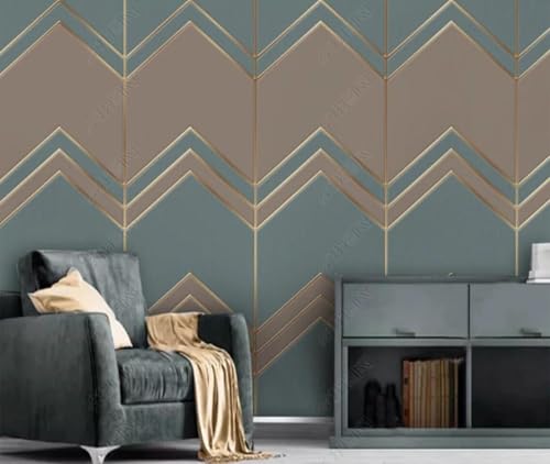 Papel Pintado Pared 3D Metales Geométricos Abstractos Fotomurales 3D Papel Tapiz Moderno Murales Dormitorio -ZX25032-250x175cm