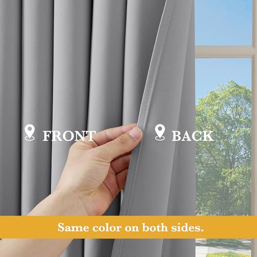 Image of RYB HOME Blackout Thermal Insulated Curtains, Portable Curtain for Sliding Glass Door /Storage /Space Room Divider, Large Window Treatment Room Divider Panel, W80 x L84, Silver Grey, 1 Panel