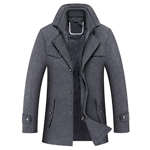 Image of Men's Classical Bussiness Style Single Breasted Plaid Wool Coat #00220237