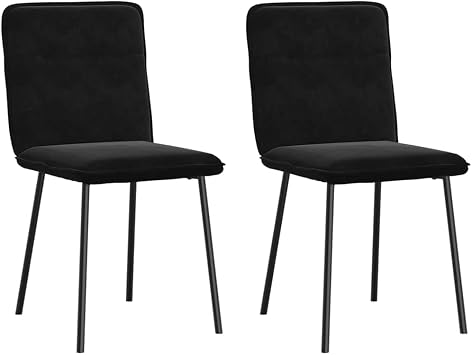 Modern Dining Chairs Set of 2, Black Velvet Upholstered Side Chairs with Sturdy Metal Legs for Kitchen, Dining Room, Restaurant, Comfortable Padded Seat for Home Decor and Daily Use