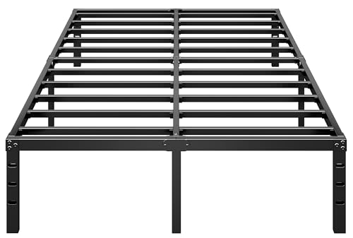 14 Inch Tall Metal Platform Bed Frame for Queen Size Bed Without Box Spring, Easy Assembly - Black