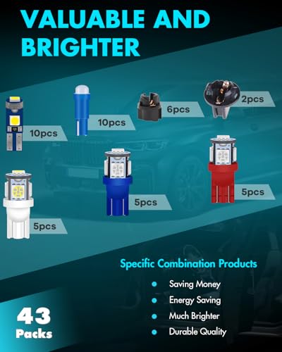 52 piezas kit luces LED para tablero y sockets miniatura 4