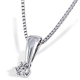 Goldmaid Collar de Mujer de oro blanco con Corte Brillante Redondo Diamante 45cm