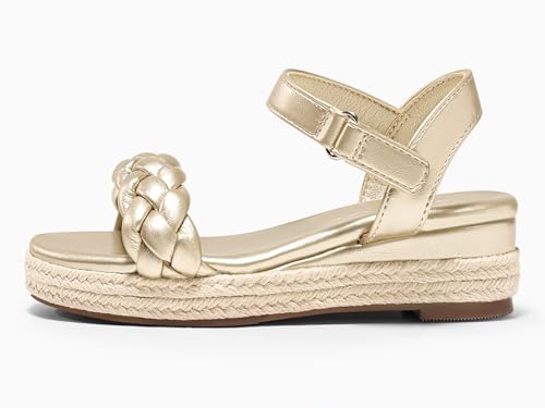 Image of Coutgo Girls Platform Sandals Espadrille Braid Open Toe Ankle Strap Wedge Sandals Summer Dress Shoes for Toddler /Little /Big Kids