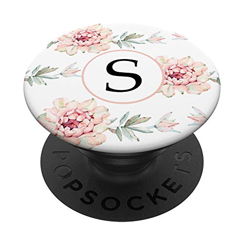 Cell Phone Pop Up Holder,Monogram Cute Cactus Letter S White PopSockets PopGrip: Agarre intercambiable para Teléfonos y Tabletas