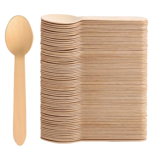 ABENA Gastro-Line 16cm Wooden Disposable Spoons The Eco-Labelled Wooden Cutlery Choice for your Disposable Cutlery 100% Compostable Birchwood from Certified Ethical Forests (Pack of 100)