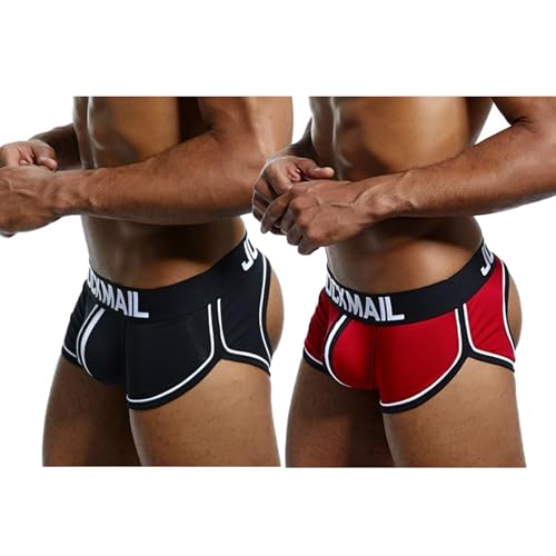 JOCKMAIL Men's Boxer Briefs Men Open Back Underwear Cotton Comfort Soft Boxer Brief for Men