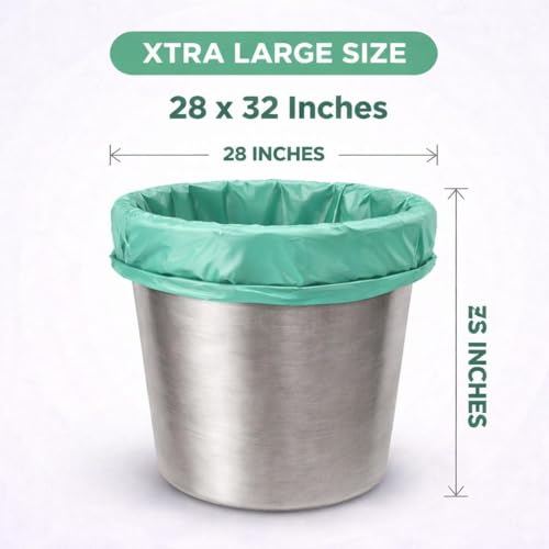 Image of Garbage Bags /Dustbin Bags - 120 Micron Heavy - Duty Trash Bags (28 x 32 Inches) - Extra-Large Leak -Proof Bin Liners for Kitchen, Office - 500g Pack (Green, Pack of 1) - 6 Bags