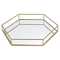 Hexagon Gold Decorative Mirror Tray Serving Platter