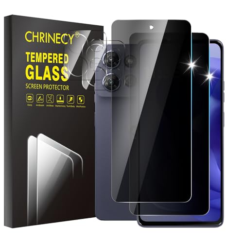 CHRINECY [4 Pack] 2 Pack Privacy Screen Protector for Motorola Moto G 5G Power 2025 with 2 Pack Camera Lens Protector 9H Hardness Tempered Glass Anti Spy Anti Peeping