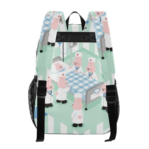 Cartoon Doctor Rabbits Cute Green School Clear Backpack Clear Book Bag For Boys See Through Heavy Duty Bag3
