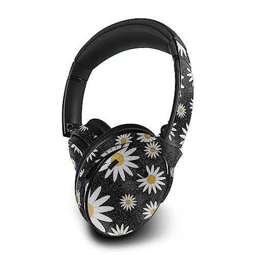 Image of MightySkins Glossy Glitter Skin Compatible with Bose QuietComfort 45 Headphones - Daisies | Protective, Durable High-Gloss Glitter Finish | Easy to Apply, Remove, and Change Styles | Made in The USA